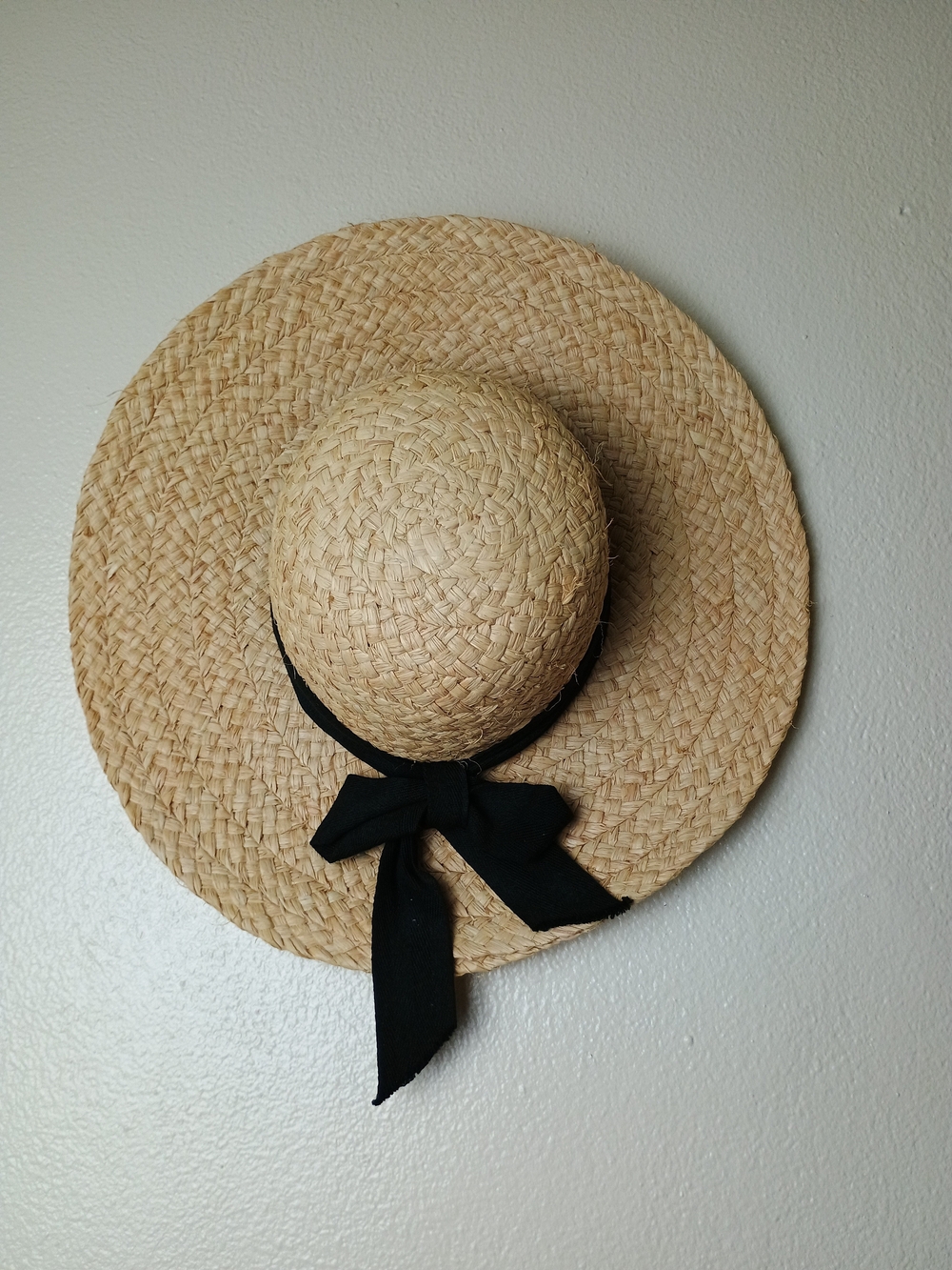 Straw Sun Hat with Black Ribbon
